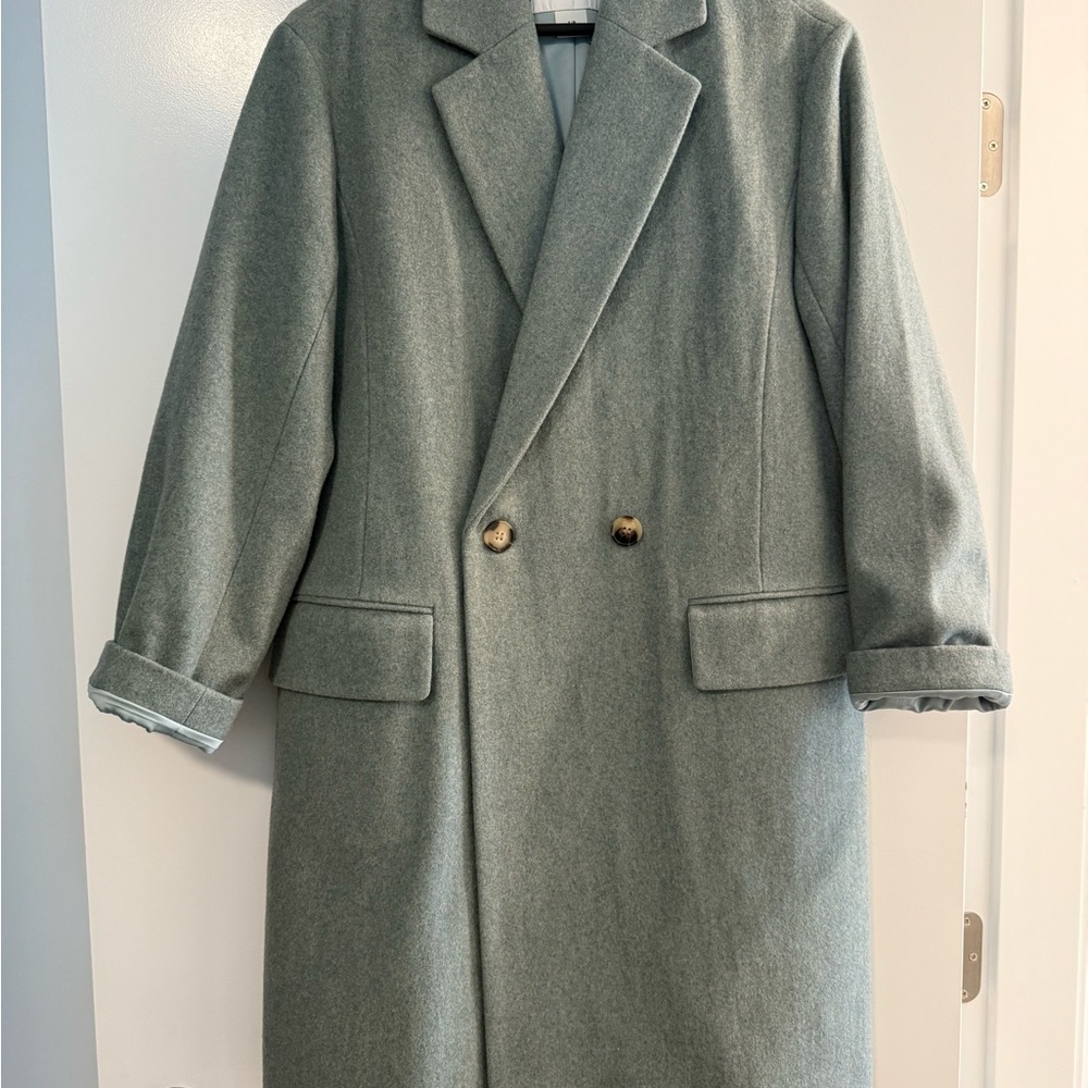 Club Monaco Sage Trench Coat with Notched Lapels - Picture 1 of 5